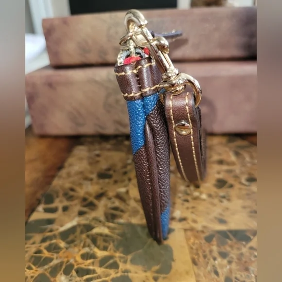 Dooney & Bourke wristlet brown and blue - Picture 5 of 8